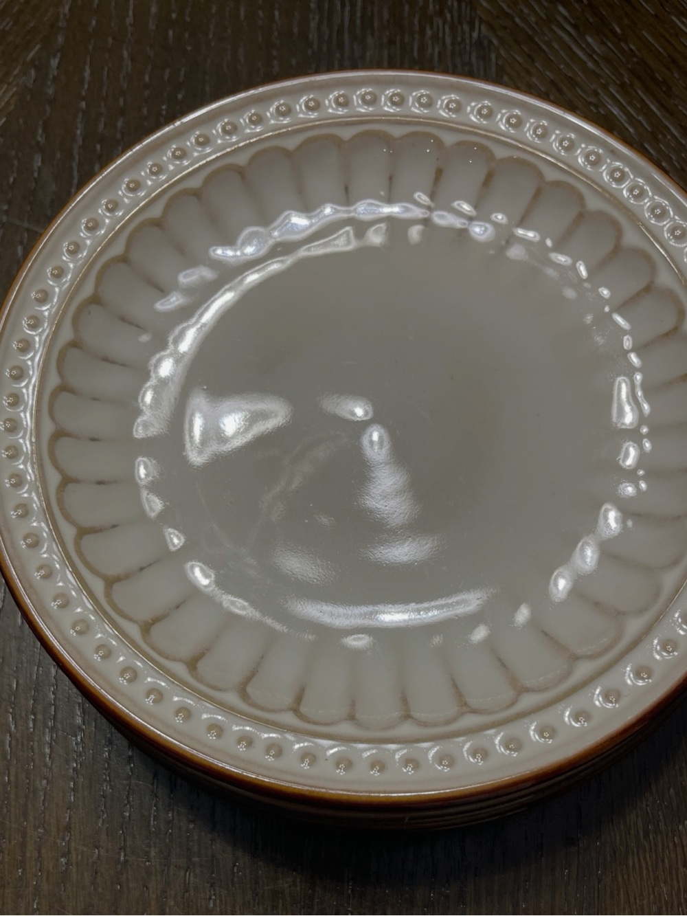 Gibson Elite Cream & Espresso Stoneware Salad Plates | Set of 4